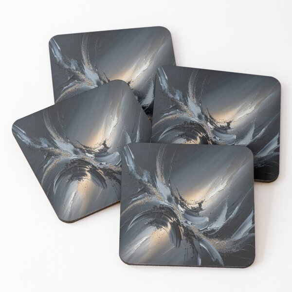 Item preview, Abstract Monochrome Whirlpool Black, Grey, White, Silver Paint designed and sold by SilentSpirits.