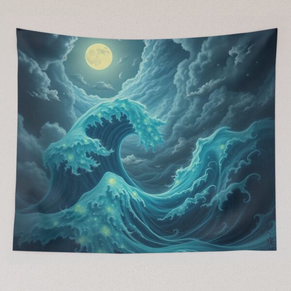 Item preview, Bioluminescent Fantasy Wave Under Moonlight designed and sold by zatum.