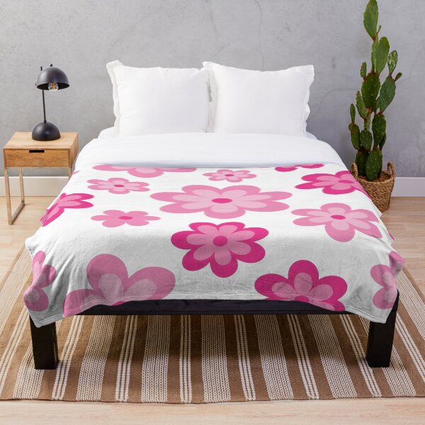 Item preview, Retro Pink Floral Pattern Throw Blanket designed and sold by stylishsketcher.