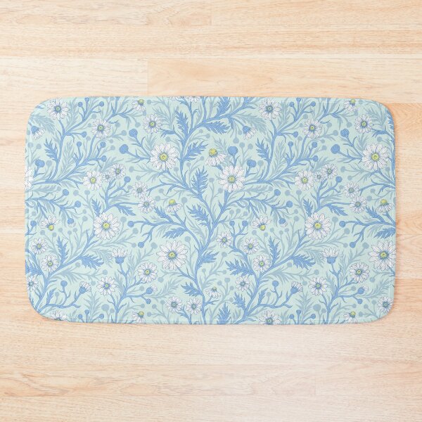Item preview, Daisies in white and blue on sea glass designed and sold by Katerina Mitkova Kirilova.