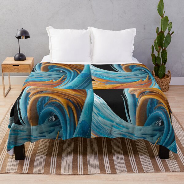 Item preview, Abstract Swirling Painting, Ice Blue, Burning Orange designed and sold by SilentSpirits.