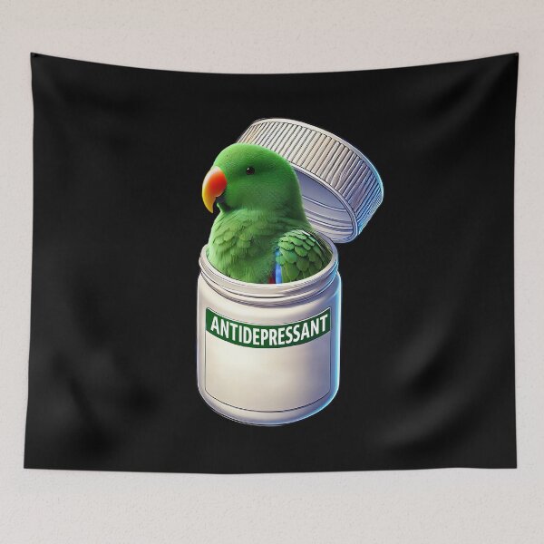 Item preview, Funny Antidepressant Green Eclectus Parrot Lover Meme designed and sold by Kimberley King Art  King Art.