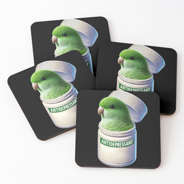 Item preview, Funny Antidepressant Green Parrotlet Parrot Lover Meme designed and sold by Kimberley King Art  King Art.