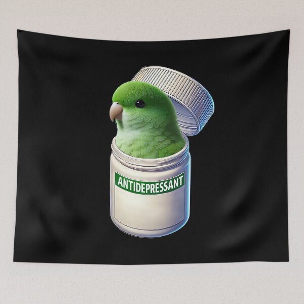 Item preview, Funny Antidepressant Green Parrotlet Parrot Lover Meme designed and sold by Kimberley King Art  King Art.