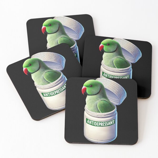 Item preview, Funny Antidepressant Green Ringneck Parakeet Parrot Lover Meme designed and sold by Kimberley King Art  King Art.