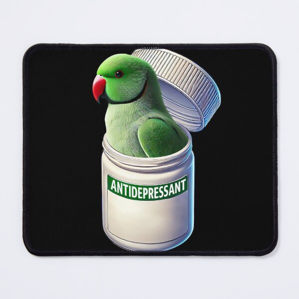 Item preview, Funny Antidepressant Green Ringneck Parakeet Parrot Lover Meme designed and sold by Kimberley King Art King Art.