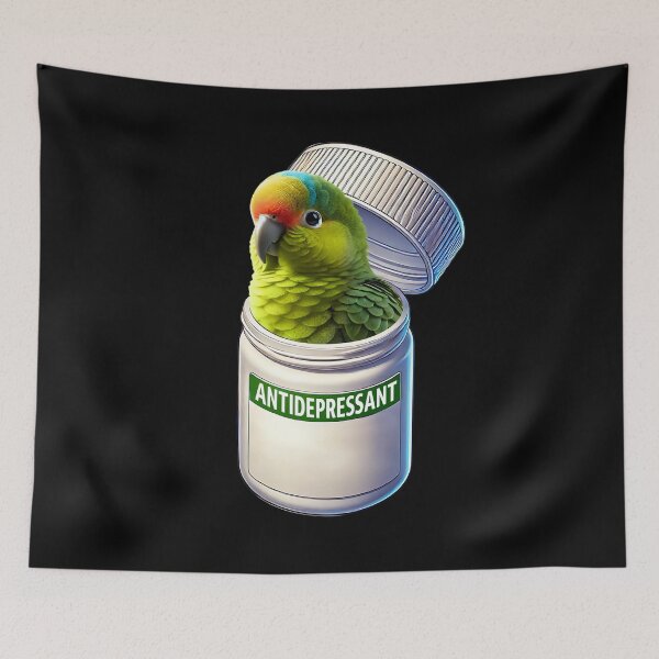 Artikelvorschau, Lustiges Antidepressivum Peach Fronted Conure Papagei Liebhaber Meme entworfen und verkauft von Kimberley King Art King Art.