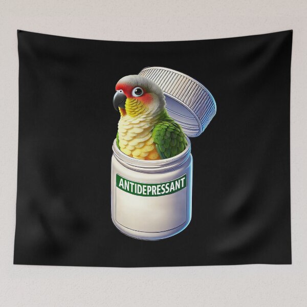 Item preview, Funny Antidepressant Pineapple Green Cheeked Conure Parrot Lover Meme designed and sold by Kimberley King Art  King Art.