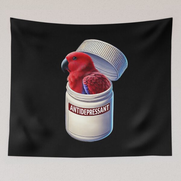 Item preview, Funny Antidepressant Red Eclectus Parrot Lover Meme designed and sold by Kimberley King Art  King Art.