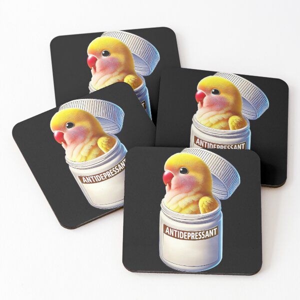Item preview, Funny Antidepressant Rosy-faced Yellow Lovebird Parrot Lover Meme designed and sold by Kimberley King Art  King Art.