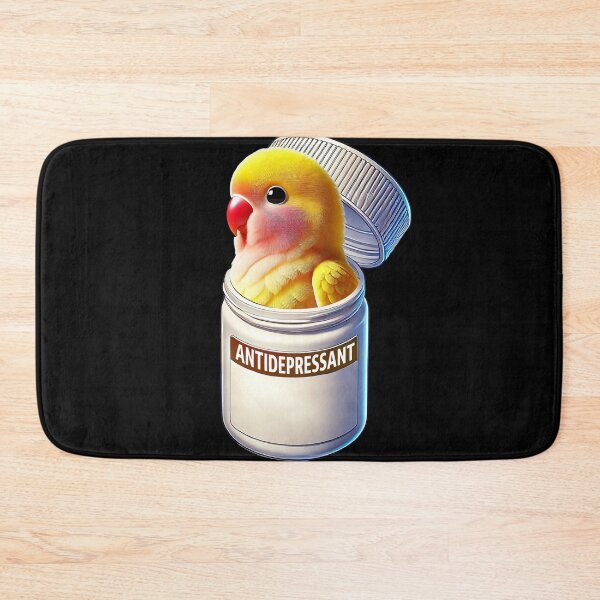 Item preview, Funny Antidepressant Rosy-faced Yellow Lovebird Parrot Lover Meme designed and sold by Kimberley King Art  King Art.