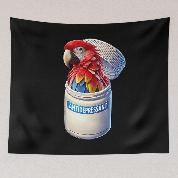 Item preview, Funny Antidepressant Scarlet Macaw Parrot Lover Meme designed and sold by Kimberley King Art  King Art.
