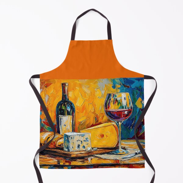 Item preview, Red Wine and Rustic Charm - Colorful Still Life with Bread, Cheese, and Bold Artistic Flair designed and sold by OlfactoART Studio.