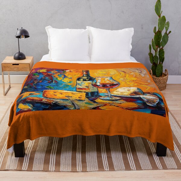 Item preview, Celebrate Flavor and Color - Pour the Wine and Savor the Cheese in a Swirling Abstract Feast designed and sold by OlfactoART Studio.