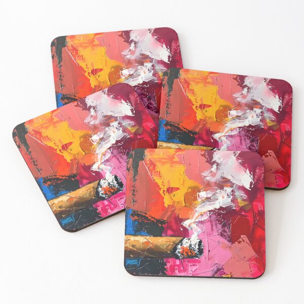 Item preview, Embrace the Heat of Indulgence - Smoldering Cigar Amid Fiery Reds and Bold Abstract Strokes designed and sold by OlfactoART Studio.