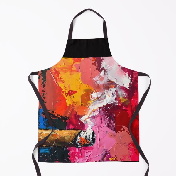 Item preview, Embrace the Heat of Indulgence - Smoldering Cigar Amid Fiery Reds and Bold Abstract Strokes designed and sold by OlfactoART Studio.