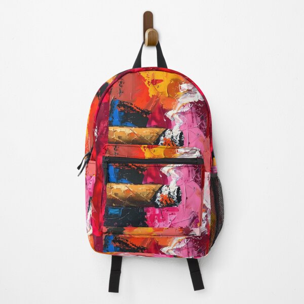 Item preview, Embrace the Heat of Indulgence - Smoldering Cigar Amid Fiery Reds and Bold Abstract Strokes designed and sold by OlfactoART Studio.