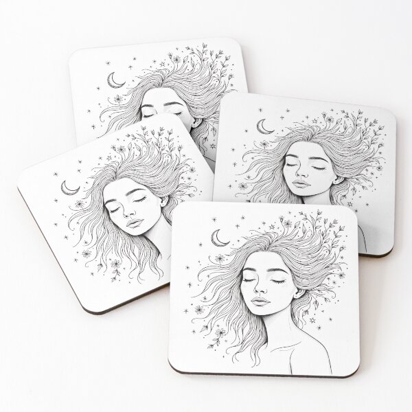 Item preview, Celestial Botanical Goddess – Minimalist Line Art Wall Art Print designed and sold by myConceptArt.