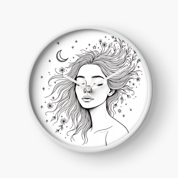 Item preview, Celestial Botanical Goddess – Minimalist Line Art Wall Art Print designed and sold by myConceptArt.