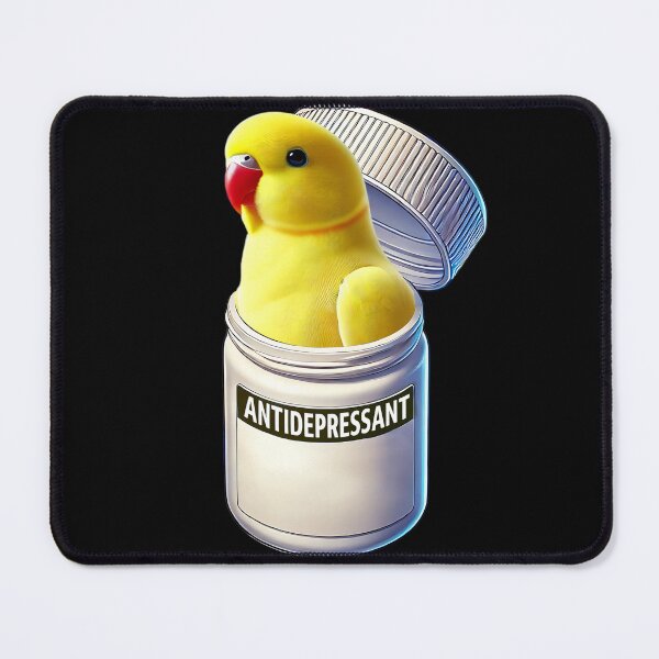 Item preview, Funny Antidepressant Yellow Ringneck Parakeet Parrot Lover Meme designed and sold by Kimberley King Art King Art.