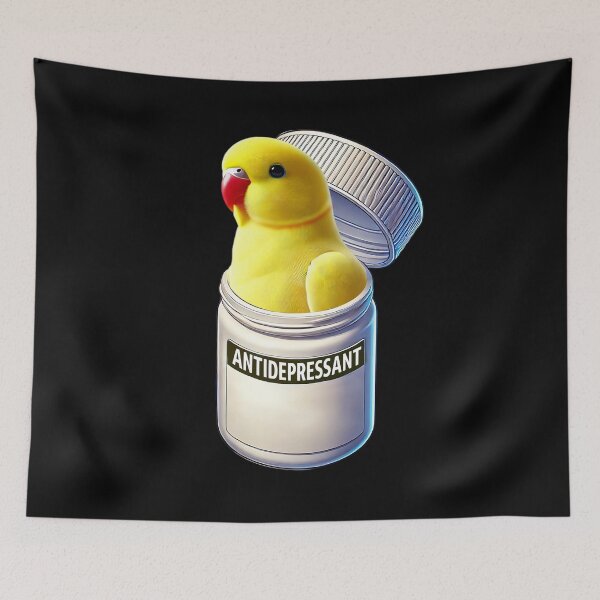 Item preview, Funny Antidepressant Yellow Ringneck Parakeet Parrot Lover Meme designed and sold by Kimberley King Art  King Art.