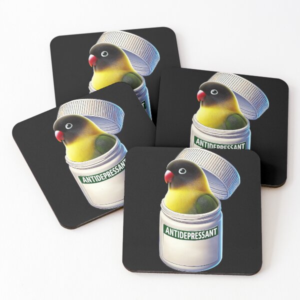 Item preview, Funny Antidepressant Yellow-collared Lovebird Parrot Lover Meme designed and sold by Kimberley King Art  King Art.