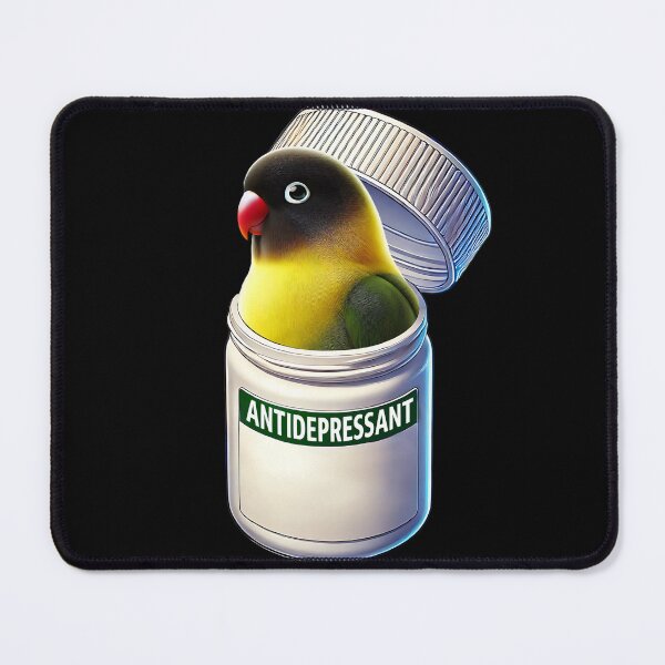 Item preview, Funny Antidepressant Yellow-collared Lovebird Parrot Lover Meme designed and sold by Kimberley King Art  King Art.
