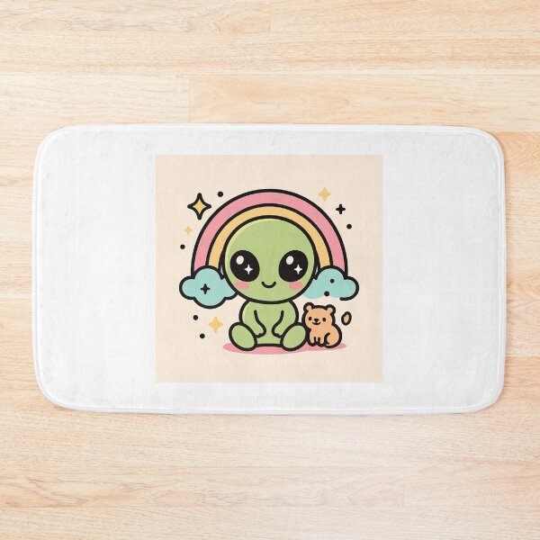 Item preview, Adorable Alien & Bear Buddy Tee The cutest cosmic duo under a pastel rainbow! designed and sold by Gallery-yuuna .