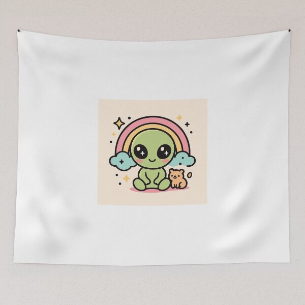 Item preview, Adorable Alien & Bear Buddy Tee The cutest cosmic duo under a pastel rainbow! designed and sold by Gallery-yuuna .