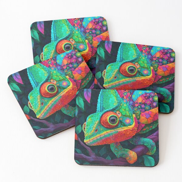 Item preview, Vibrant Chameleon – Psychedelic Jungle Lizard Art designed and sold by Moss and Moon Studio.