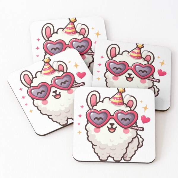 Item preview, Cartoon Llama with Sunglasses and Party Hat – Happy Vibes Only designed and sold by Confuzz1ed.