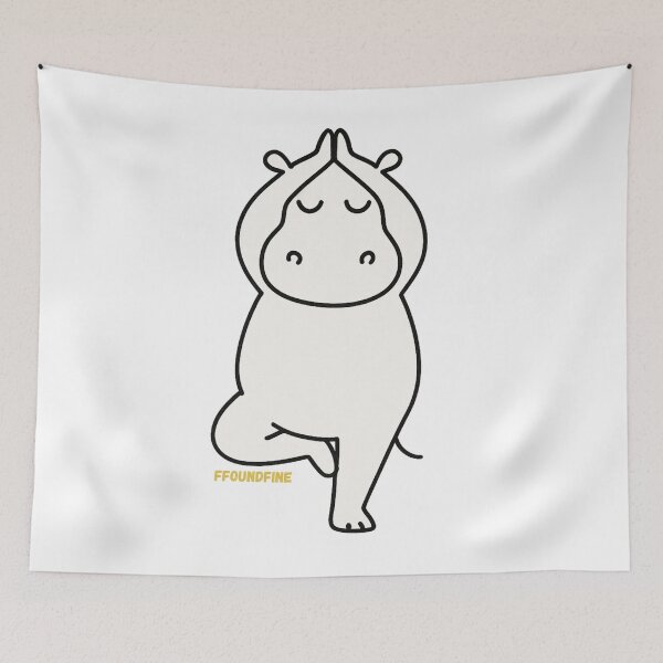 Item preview, Line Art - Hippo in Yoga Mediation Pose designed and sold by ffound-fine.