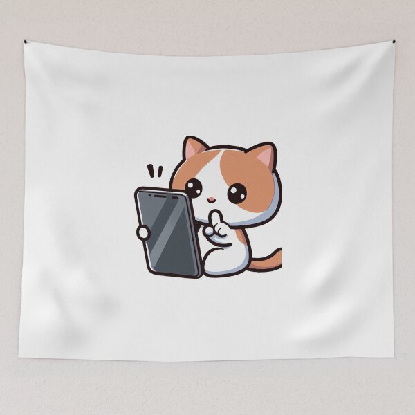Item preview, Cartoon Cat with Phone and Finger Raised – Sassy Kitty Vibes designed and sold by Confuzz1ed.