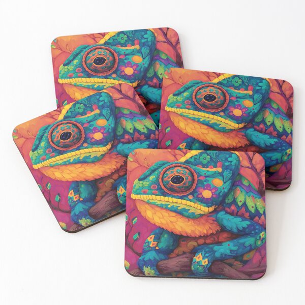 Item preview, Vibrant Chameleon – Psychedelic Jungle Lizard Art designed and sold by Moss and Moon Studio.