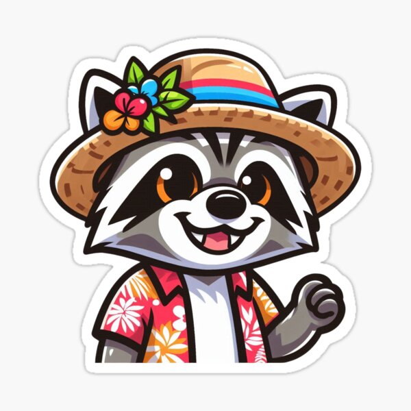 Item preview, Funny Cartoon Raccoon in Hawaiian Shirt – Mischievous Beach Vibes designed and sold by Confuzz1ed.