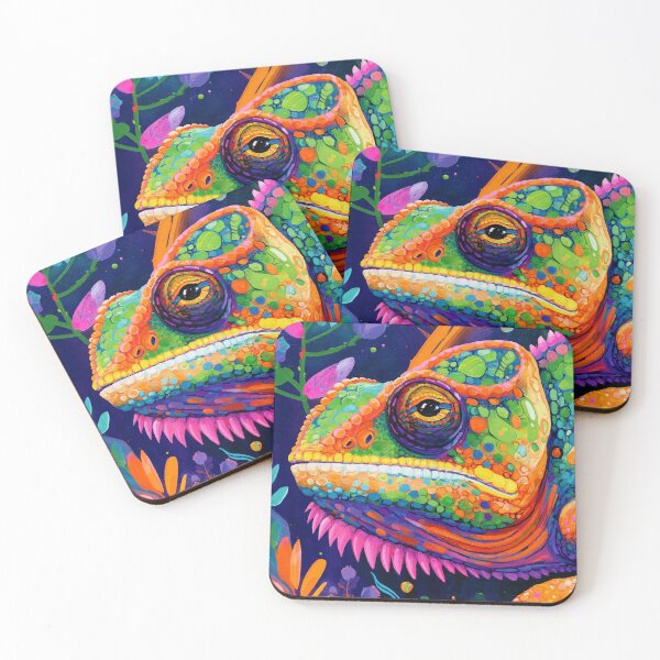 Item preview, Vibrant Chameleon – Psychedelic Jungle Lizard Art designed and sold by Moss and Moon Studio.