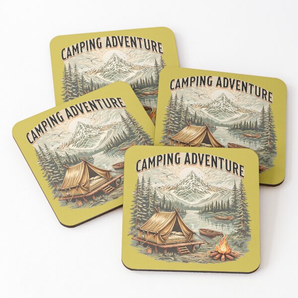Item preview, Camping Adventure – Vintage Mountain Nature Scene with Tent and Campfire designed and sold by FalconLifeStore.