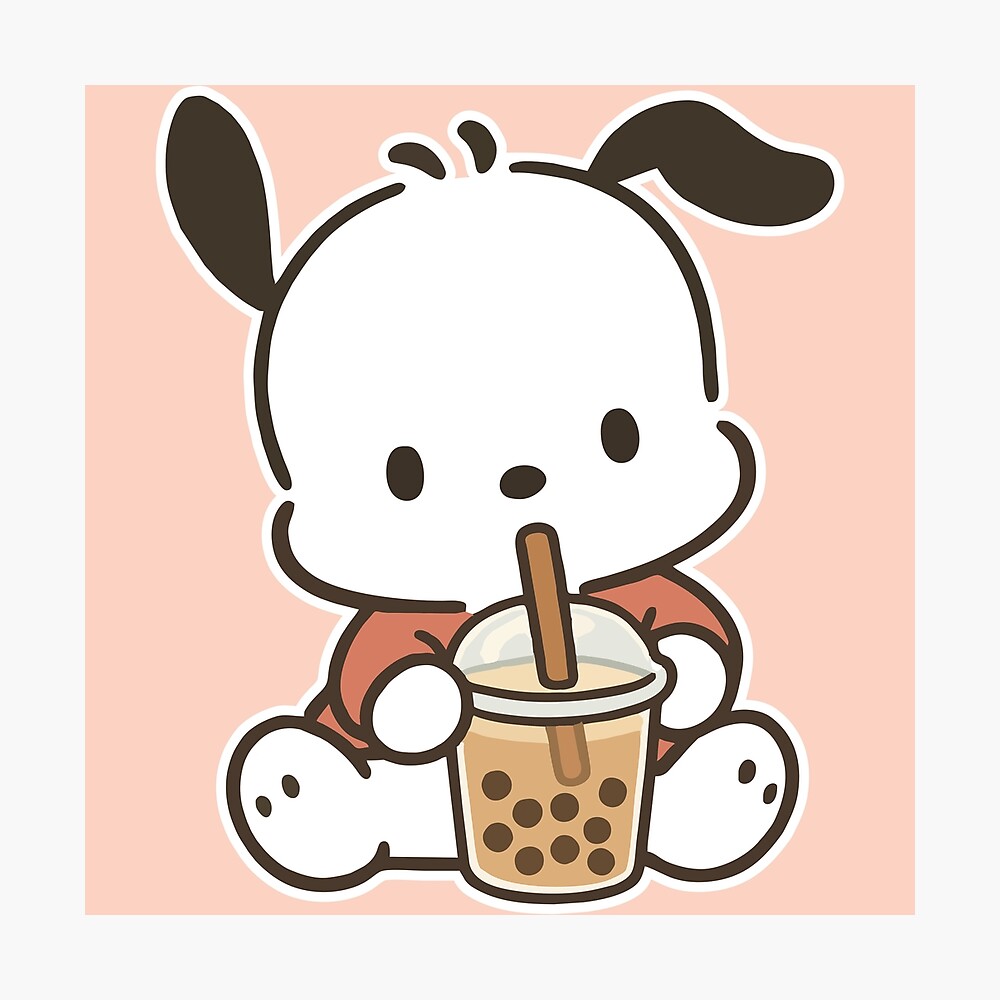 Pochacco Drinking Bubble Tea - FAN ART Poster