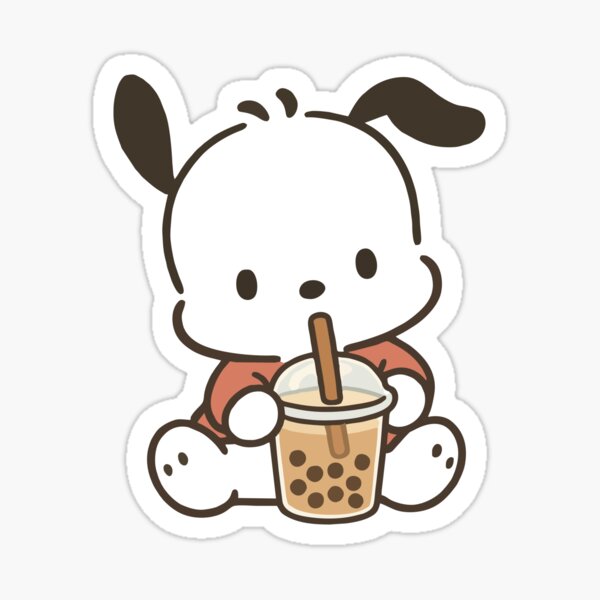 Item preview, Pochacco Drinking Bubble Tea - FAN ART designed and sold by Lizscorpio.