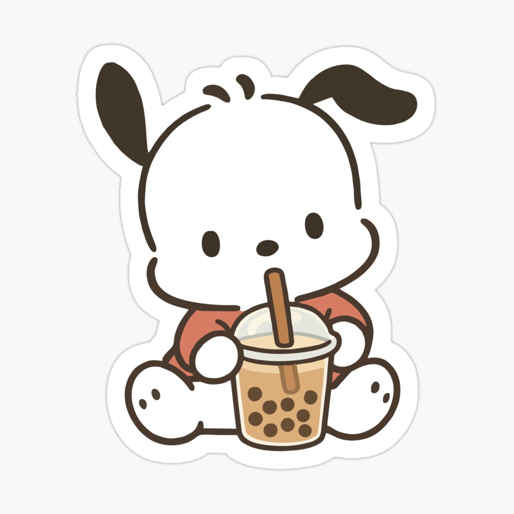 Pochacco Drinking Bubble Tea - FAN ART Poster