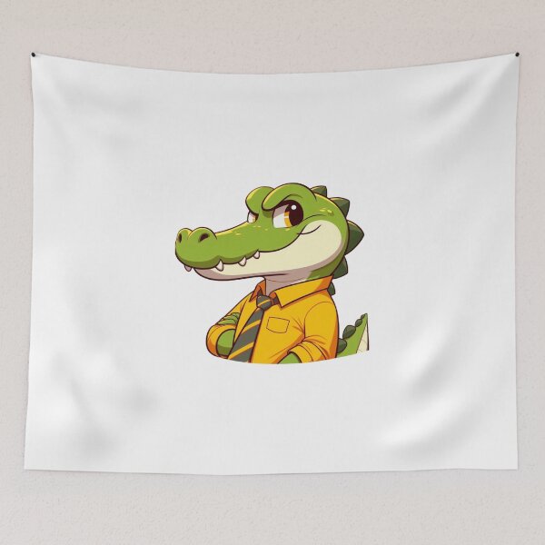 Item preview, Smirking Cartoon Crocodile in Yellow Shirt – Funny Animal Charm designed and sold by Confuzz1ed.