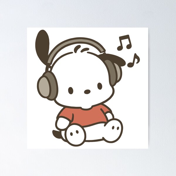 Item preview, Pochacco Listening to Music - FAN ART designed and sold by Lizscorpio.