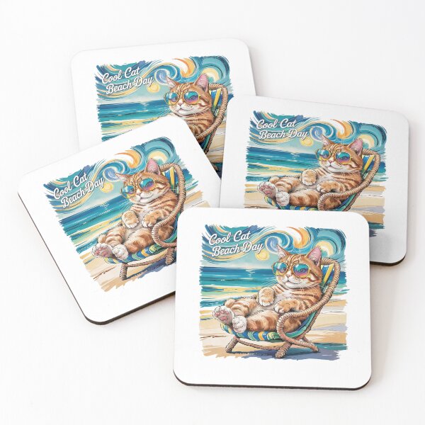 Item preview, Modern Trendy Funny Cool Cat Lounging On A Beach Chair designed and sold by SOUFIANE1991.