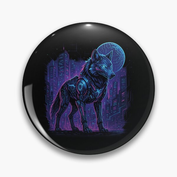 Item preview, Cyberpunk Wolf in Futuristic Neon City designed and sold by Romeo Fashion.