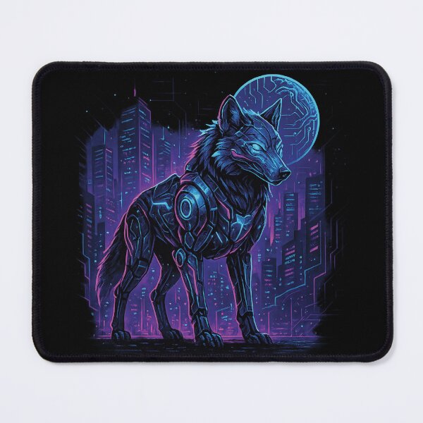 Item preview, Cyberpunk Wolf in Futuristic Neon City designed and sold by Romeo Fashion.