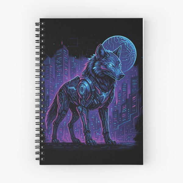 Item preview, Cyberpunk Wolf in Futuristic Neon City designed and sold by Romeo Fashion.