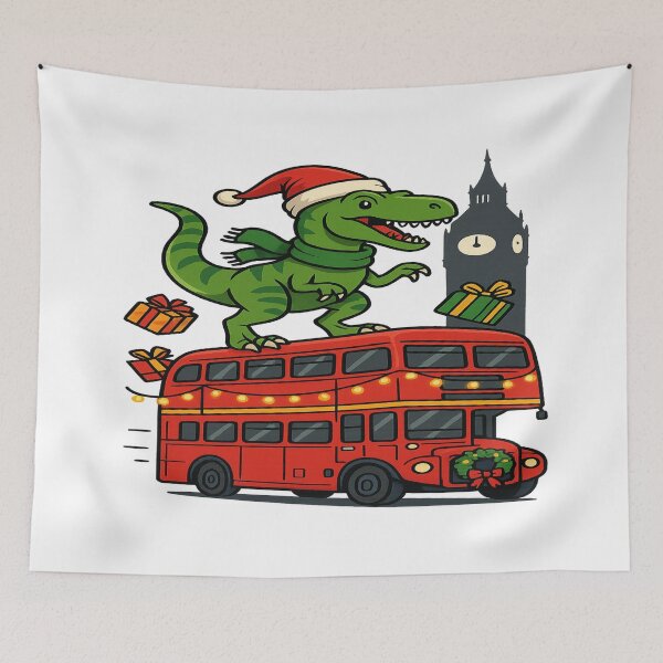 Item preview, London Rexmas: Funny Christmas Dinosaur with Christmas Lights — Merry Christmas for Dinosaur Lovers designed and sold by Globalcitytees.
