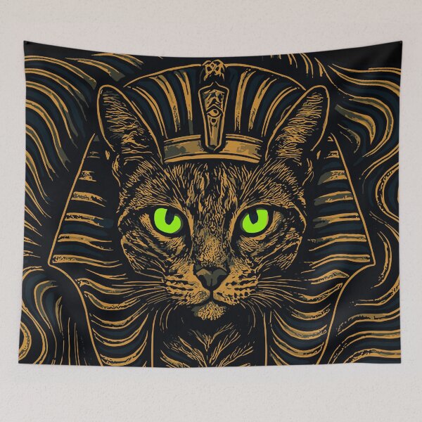 Item preview, Egyptian Mau Pharaoh Cat – Hypnotic Mystic Line Art with Glowing Eyes designed and sold by SeoulInkSoul.