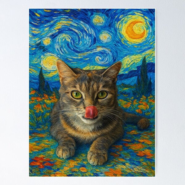 Item preview, Van Gogh cat designed and sold by Silverluuna.