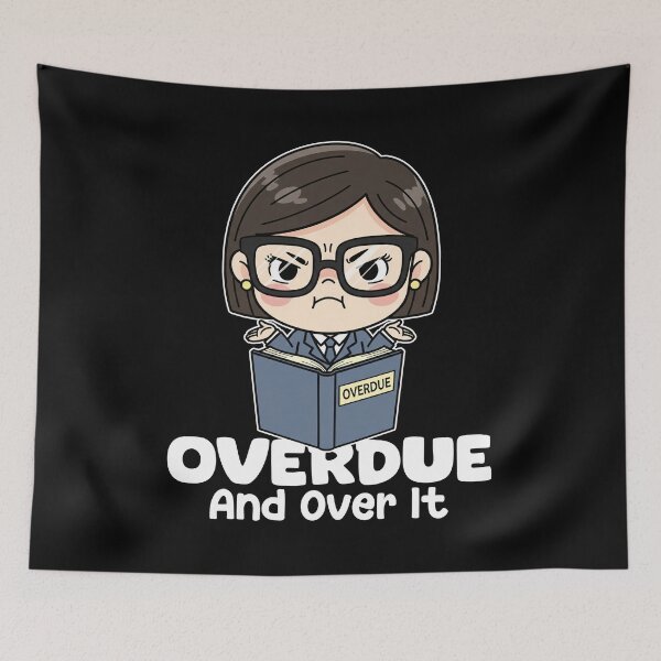 Item preview, OVERDUE AND OVER IT - LIBRARIAN GIFT designed and sold by KEF Custom.